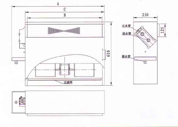 立式暗裝風機盤管結構尺寸圖