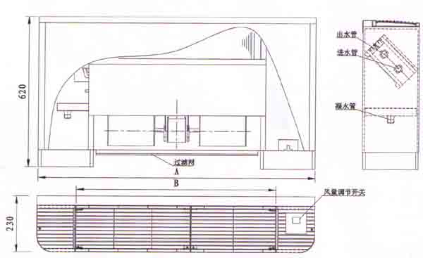 立式明裝風(fēng)機(jī)盤管結(jié)構(gòu)尺寸圖